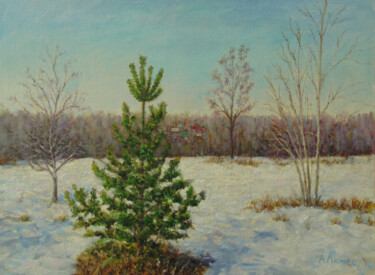 Pintura titulada ""Молодая сосна"" por Andrei Abramov (Andrei Liumes), Obra de arte original, Oleo