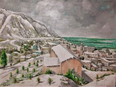 Painting titled "La chiesa del Carmi…" by Enzo Cadeddu (Cadenzo), Original Artwork, Oil Mounted on Wood Stretcher frame