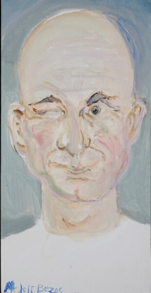 Painting titled "Me, Jeff Bezos" by Blas Parra, Original Artwork, Acrylic Mounted on Wood Stretcher frame