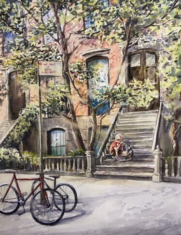 Painting titled "Love" by Irina Maiakina, Original Artwork, Watercolor