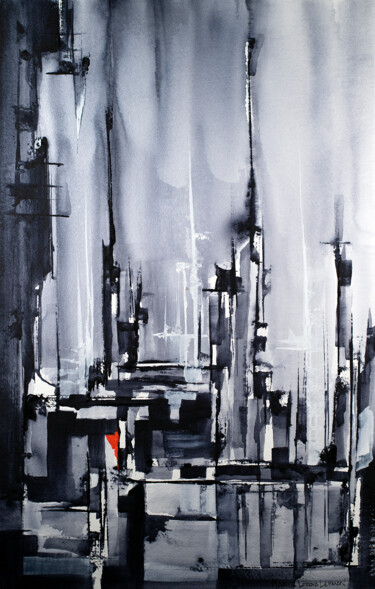 Painting titled "City of Light" by Maria Lorena Lehman, Original Artwork, Watercolor