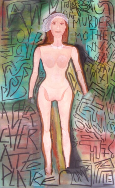 Painting titled "Self portrait as Pa…" by O.M.A., Original Artwork, Acrylic
