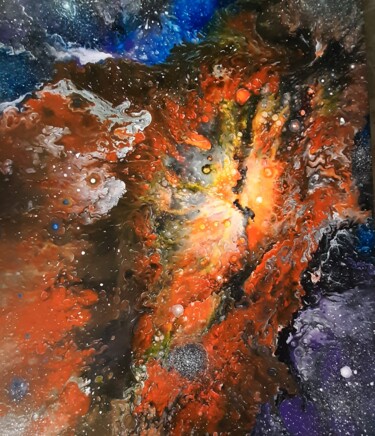 Dessin intitulée "Nébuleuse de l'œil…" par Iakim, Œuvre d'art originale, Acrylique Monté sur Châssis en bois