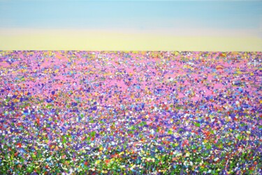 Painting titled "Summer. Flower fiel…" by Iryna Kastsova, Original Artwork, Acrylic Mounted on Wood Stretcher frame