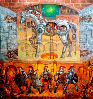 Pittura intitolato "Troy" da Bakhtiyar Urakov, Opera d'arte originale, Olio Montato su Telaio per barella in legno