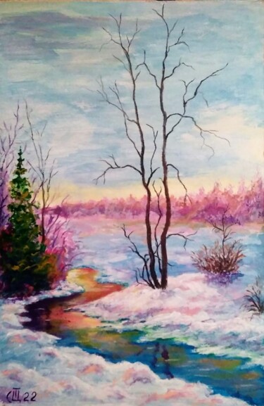 Image "Hiver". Peinture intitulée "Image "Hiver"." par Sergiy Tsymbalov, Œuvre d'art originale, Acrylique