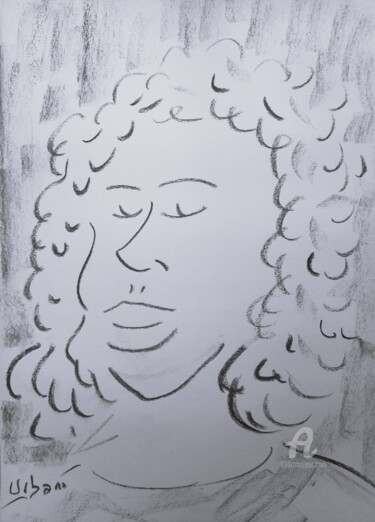 Drawing titled "Christelle" by Roberto Urbano, Original Artwork, Charcoal