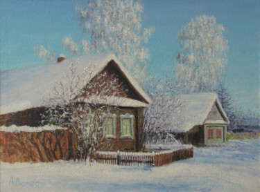 Pintura titulada ""Деревенский домик"" por Andrei Abramov (Andrei Liumes), Obra de arte original, Oleo
