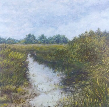 Coastal Marsh Painting,Landscape Oil Painting,Original Art Painting titled "Coastal Marsh Paint…" by Alona Santhorieieva, Original Artwork, Oil
