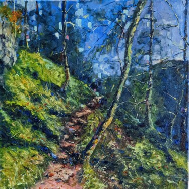 Malarstwo zatytułowany „Waldwege in Schongau” autorstwa Diana Knepper, Oryginalna praca, Olej Zamontowany na Drewniana rama…