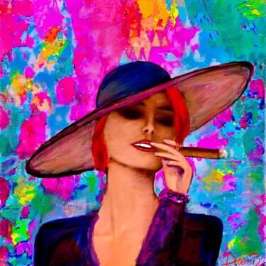 Belle femme qui fume un cigare