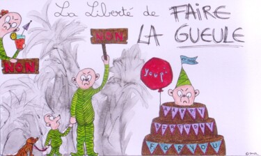 Dessin intitulée "La liberté de faire…" par O.M.A., Œuvre d'art originale, Marqueur