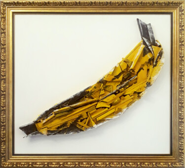拼贴 标题为“Banana  (For Andy)” 由João Rodrigues, 原创艺术品, 丙烯 安装在木质担架架上