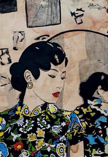 绘画 标题为“The woman who does…” 由Jan Noah, 原创艺术品, 墨