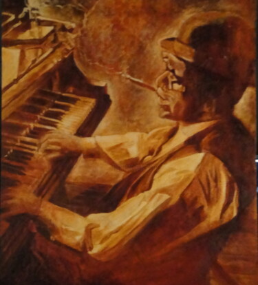 「WILLIE SMITH」というタイトルの絵画 Katia Fondecaveによって, オリジナルのアートワーク, オイル ウッドストレッチャーフレームにマウント