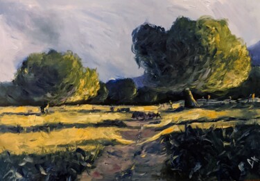 Peinture intitulée "Abend Spaziergang i…" par Diana Knepper, Œuvre d'art originale, Huile Monté sur Panneau de bois