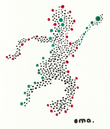 Dessin intitulée "Points" par O.M.A., Œuvre d'art originale, Marqueur
