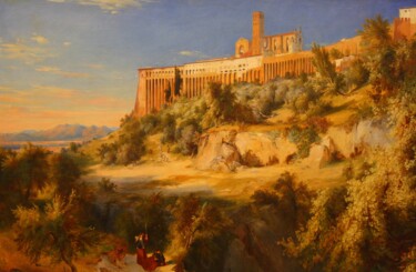 Peinture intitulée "Vue d'Assise" par Carl Blechen, Œuvre d'art originale, Huile