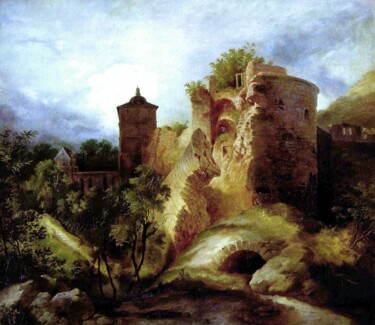 Peinture intitulée "La tour soufflée du…" par Carl Blechen, Œuvre d'art originale, Huile