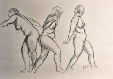 Aktgruppe VI Zeichnungen mit dem Titel "Aktgruppe VI" von Arne Groh, Original-Kunstwerk, Kohle