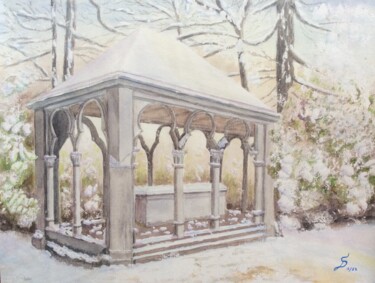 Malerei mit dem Titel "Le tombeau dans la…" von Stefan Dhein, Original-Kunstwerk, Aquarell
