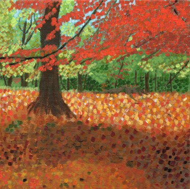 Peinture intitulée "Arbre ardent" par O.M.A., Œuvre d'art originale, Acrylique