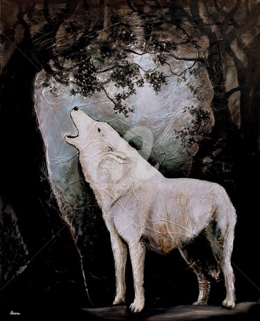 绘画 标题为“Le loup blanc” 由Henri Ibara, 原创艺术品, 丙烯