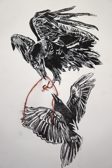 印花与版画 标题为“Crossing - linocut…” 由Maria Shedrina, 原创艺术品, Linocuts