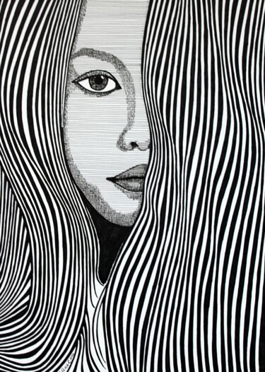 "Portrait with lines…" başlıklı Resim Ibrahim Unal tarafından, Orijinal sanat, Kalem