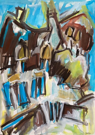 Painting titled "Portivy 55" by Jean-François Groisy, Original Artwork, Watercolor