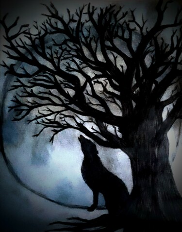 Photography titled "Sketch howl at the…" by Dawn Mccutcheon, Original Artwork, Pencil