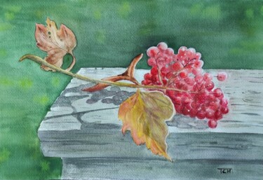 Painting titled "Ветка калины" by Tatiana Chernetsova, Original Artwork, Watercolor