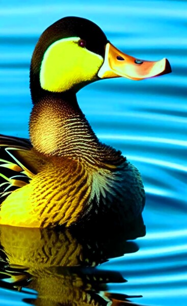 Digital Arts titled "BEAUTIFUL DUCK IN W…" by Mahesh Tolani, Original Artwork, Digital Painting