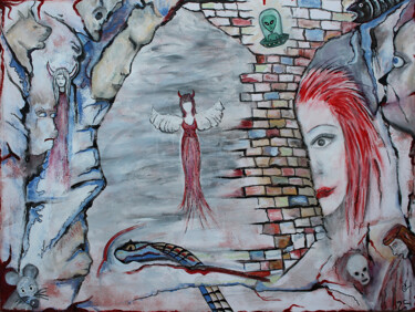 Schilderij getiteld "Rêve à 4 mains" door Nancy Cardinal, Origineel Kunstwerk, Acryl