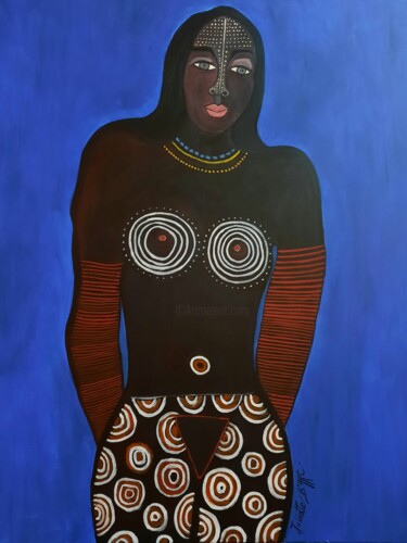 Painting titled "Femme terre mer du…" by Juliette B'Art, Original Artwork, Acrylic Mounted on Wood Stretcher frame