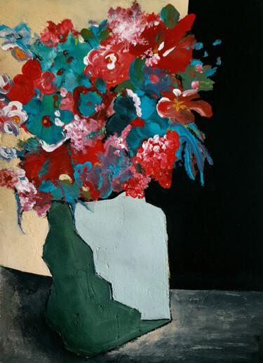 The fall Painting titled "The fall" by Iulia Paun, Original Artwork, Acrylic Mounted on Cardboard