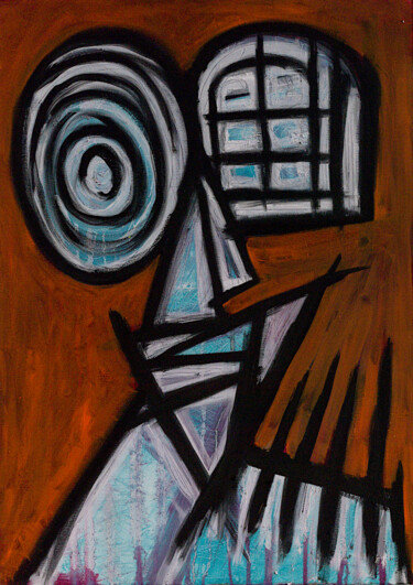 Painting titled "Windows to the Soul" by Simon Houlton, Original Artwork, Oil Mounted on Wood Stretcher frame