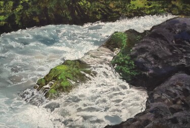 Peinture intitulée "mountain river.  pa…" par Natalia Balashova. Pastelist., Œuvre d'art originale, Pastel