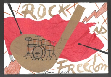 Disegno intitolato "Rock is Freedom" da O.M.A., Opera d'arte originale, Matita