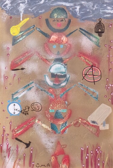 绘画 标题为“Les Quatre Fléaux” 由O.M.A., 原创艺术品, 丙烯