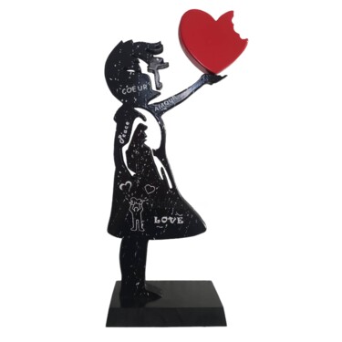 Scultura intitolato "BANKSYWOOD FEMME EN…" da Ravi, Opera d'arte originale, Acrilico