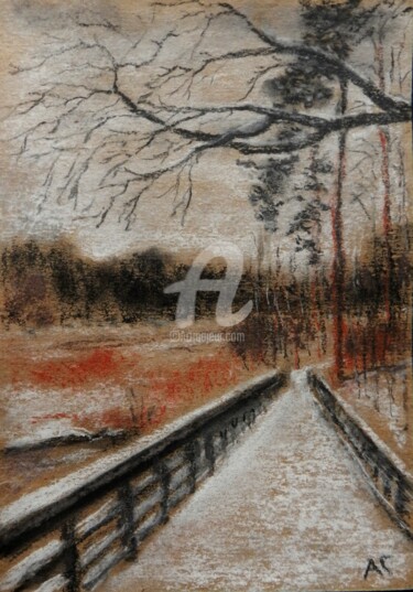 Disegno intitolato "Мостик" da Andrei Gudkov, Opera d'arte originale, Pastello