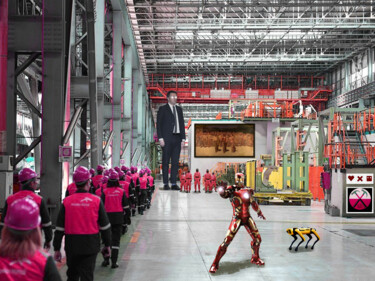 iron man guida la rivolta operaia contro il capitalismo Digital Arts titled "iron man guida la r…" by Francesco Dezio, Original Artwork, 2D Digital Work