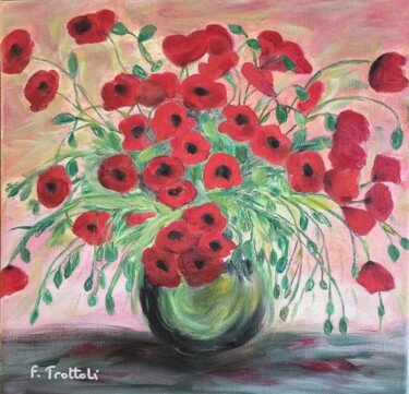 绘画 标题为“Bouquet de coquelic…” 由Florence Trottoli, 原创艺术品, 丙烯 安装在木质担架架上