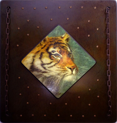 绘画 标题为“🐯Le Premier Tigre 🐯…” 由Isabel Mahe, 原创艺术品, 油 安装在其他刚性面板上