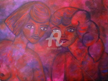 绘画 标题为“Les demoiselles mon…” 由Pinkivioletblue, 原创艺术品, 丙烯