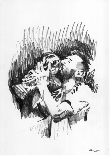 Dibujo titulada "Messi Campeon 09" por Chelo Leyria, Obra de arte original, Lápiz