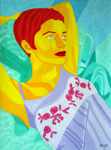Painting titled "Woman Gazing" by Randall Steinke, Original Artwork, Oil
