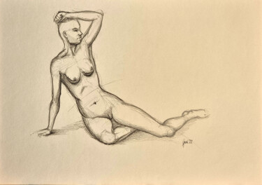 Sitzender Akt XIII Zeichnungen mit dem Titel "Sitzender Akt XIII" von Arne Groh, Original-Kunstwerk, Bleistift