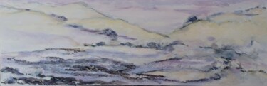 「Entre Ciel et Terre…」というタイトルの絵画 Odile Degandによって, オリジナルのアートワーク, インク ウッドストレッチャーフレームにマウント